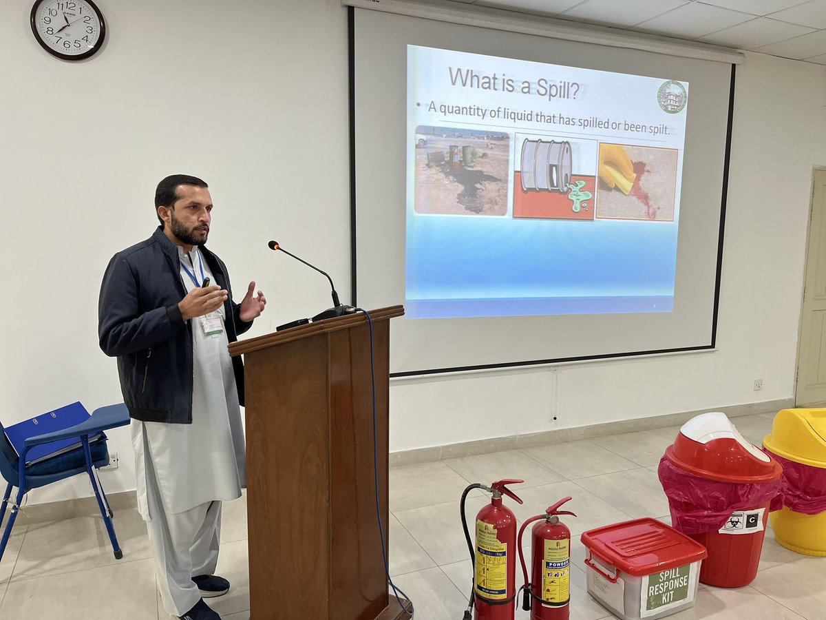 PIMCPeshawar's tweet photo. A training session on "Spill Management (Spill Kit)" was conducted for the faculty of Pak International Medical College and Peshawar Institute of Medical Sciences. https://t.co/GRkbYfKW20