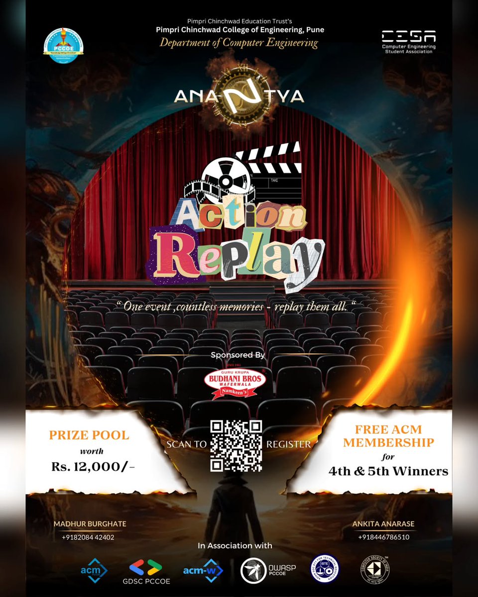 pccoeacm's tweet image. ๐ฌ Lights, camera, action! Dive into Action Replay Bollywood-themed ! ๐ฟ
๐ฝ๏ธ Trivia,  hook steps & blurred postersโ4 thrilling rounds to relive cinematic magic!
๐
 March 19-20, 2024 | ๐ Nigdi, Pune
๐ Info: anantya24.vercel.app
Get ready to shine! โจ
#ActionReplay #pccoeacm