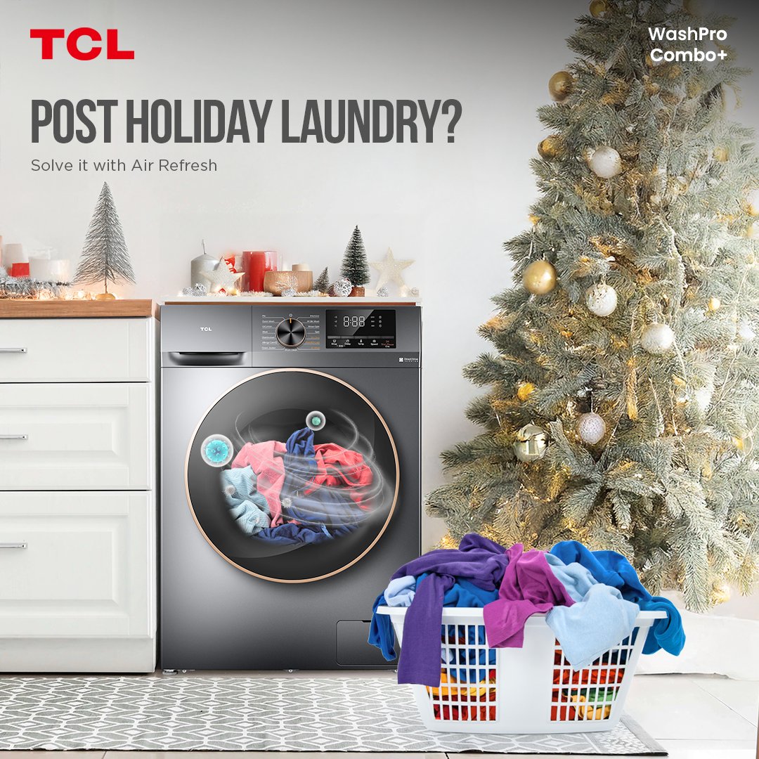 TCLPH's tweet photo. Holiday Outfits Deserve a Fresh Start Too!
TCL C20's Air Refresh gently removes odors and wrinkles, so your clothes are ready for the next celebration.

#TCLWashPro #TCLComboPlus #TCLInspireGreatness #TCLPhilippines https://t.co/BDyeIVe5Jq