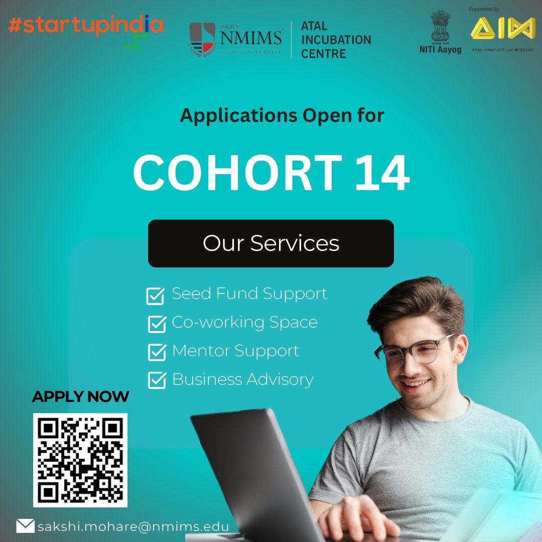 NmimsAic's tweet photo. Applications for the AIC NMIMS Incubation Program are NOW LIVE! 🌟

If you have a game-changing idea, we’re here to help you turn it into a successful venture.

Application Link - https://t.co/TV3rgTcTiC

#startups4bharat #incubation #startupindia https://t.co/UWSTtkStpT
