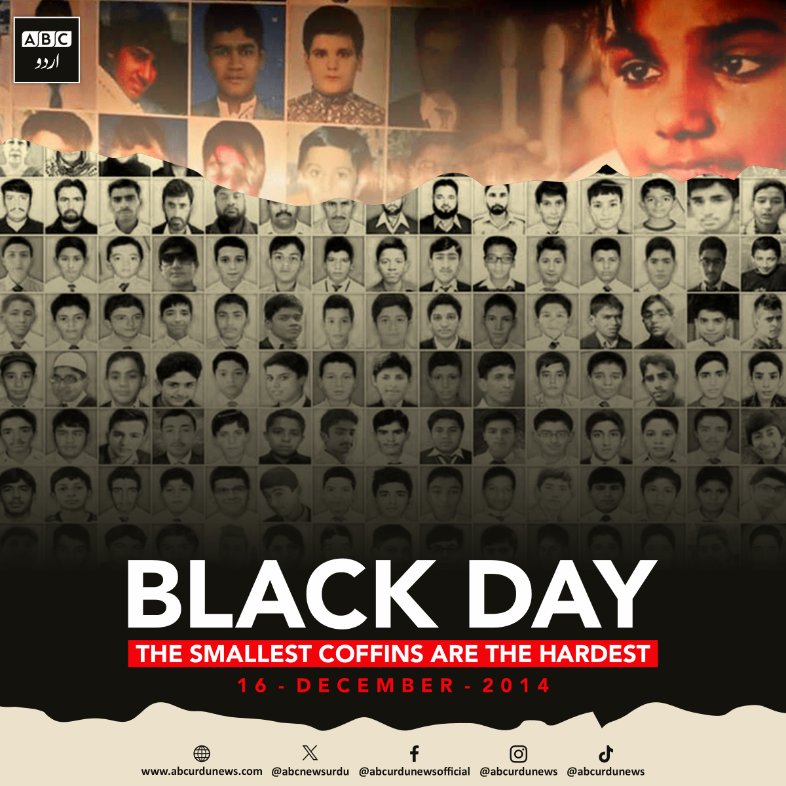 ABCNewsUrdu's tweet photo. سانحہ 16 دسمبر، پاکستان کی تاریخ کا سیاہ ترین دن
#APS_Attack https://t.co/24DTIujnhH