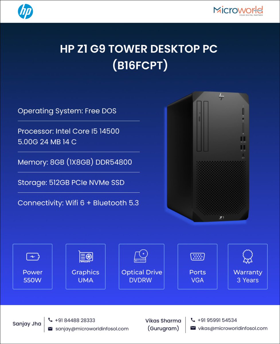 microworldsol's tweet photo. Step into the future of computing with the HP Z1 G9 TOWER DESKTOP PC.

Order NOW!
📲 +91 9599190935 📩 dm@microworldinfosol.com
🔗 https://t.co/bdWNrCKnYY

#HPZ1G9Tower #PowerPerformance #TechUpgrade #DesktopPower #ITSolutions #BusinessReady #EfficiencyRedefined #Desktop #HP https://t.co/vVyZMQaRNk