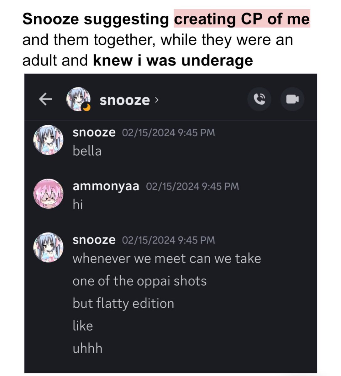 SnoozePredator's tweet photo. snooze may have deactivated, but they’re still on the internet, have access to kids and is active on @xfuc3kdpupx 

snooze is also active on tiktok @/autismpuppy

snooze tried soliciting CP from a minor, while knowing the victims age https://t.co/VFu6Mz6Fqg