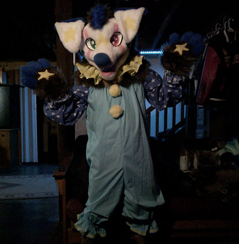 Spectrepaw's tweet photo. Cute new outfit by @shandelions , One with my new clown collar and one with my old frilly collar https://t.co/fSTkRdRl11