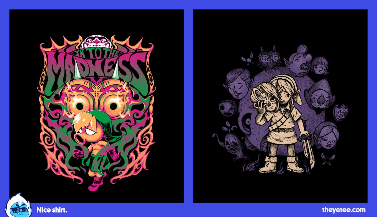theyetee's tweet photo. NEW! We’ve got Into the Madness designed by @studioilustrata and Many Masks designed by @louisroskosch  both #dailytees available for 24 hours only at https://t.co/ZD8ueXz0ra https://t.co/AghsIYwiXq