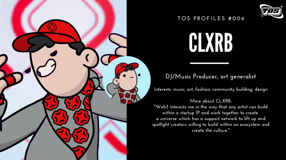 💠 GM OMAKASE 💠

TOS Profiles #006: CLXRB <a href="/clxrb_eth/">CLXRB 💢</a> 
DJ/Music Producer, art generalist

Check out this post to learn more about him!