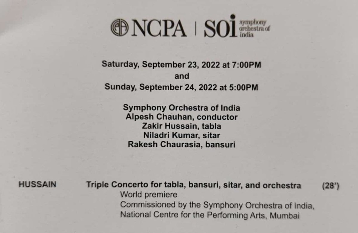 Rare are the musicians who attain synonymity with the instruments they master. Ustad Zakir Hussain's demise is an immense loss to the world of music. 

Watching #Shakti live is now a distant dream, I consider myself lucky to have witnessed this Triple Concerto composed by him ❤️