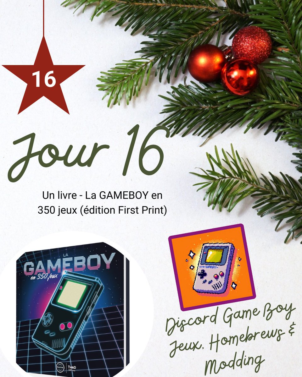 DiscordGB_FR's tweet image. Calendrier de l&apos;avent ! 
16/24
Gagnez le livre La Game Boy en 350 jeux -  en édition First Print offert par @ThirdEditions

Pour participer : 
1️⃣Suivez le compte
2️⃣RT
3️⃣ Suivez le compte @ThirdEditions

Fin le 16/12/2024 à 23h59 - Tirage au sort le lendemain

#Concours