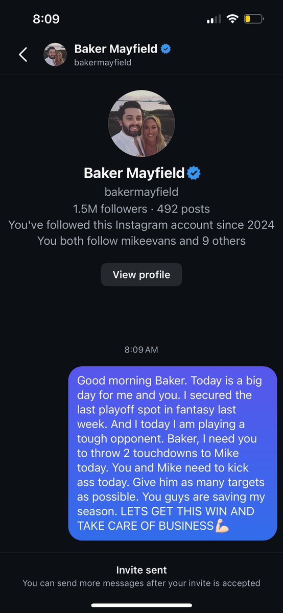 Jack_Krik's tweet image. I DM’d @bakermayfield this morning and wrote this… thank you Baker. You’re the friken best 🫡 #fantasyplayoffs