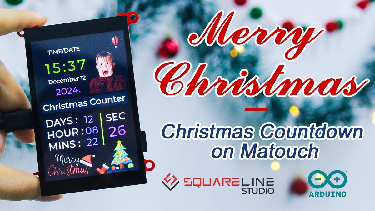 MakerfabsTech's tweet photo. ho ho ho 🎅
This Christmas, why not create an #Eelectronic #Christmas #countdown #Calendar with your kids? 🎄🎄🎄
This video shows you how to use your #Matouch with #Arduino & #Squareline to create a great user interface to made a special Christmas countdown calendar!
More info: https://t.co/WATIl1MBZe
#esp32 #display #IoT #project