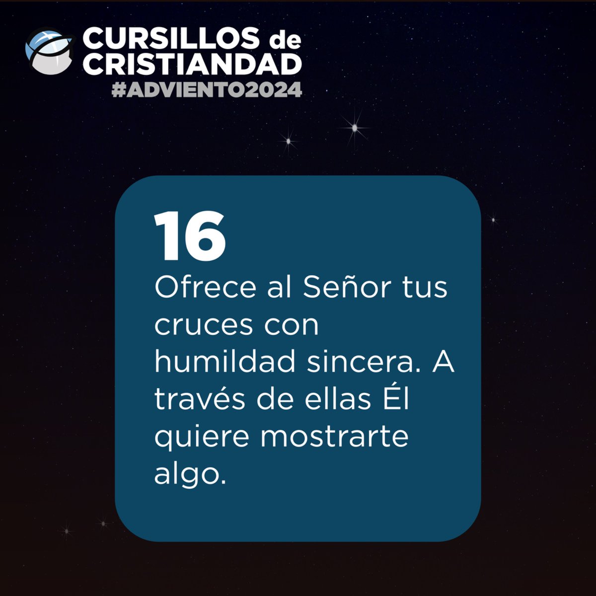 Aquí tenéis el reto de hoy para vivir el Adviento 💫

Más info: cursillosdecristiandad.com/calendario-de-…