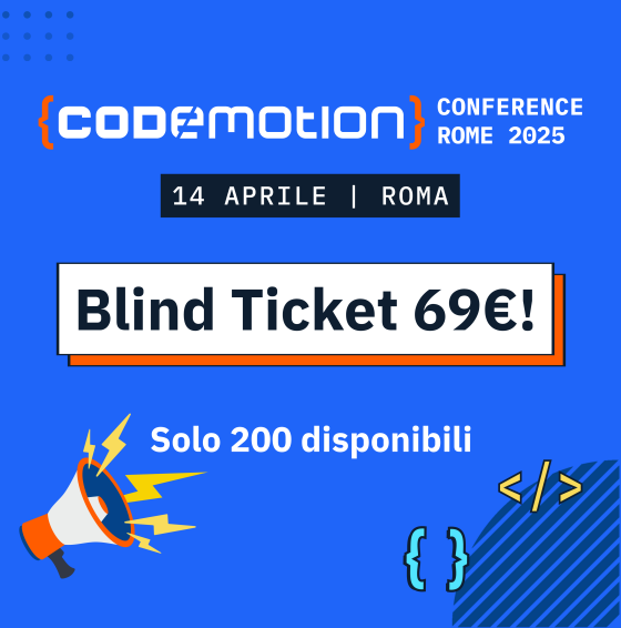 Women Techmakers ITALIA (@wtmitalia) on Twitter photo Ma lo sapevate che <a href="/CodemotionIT/">Codemotion</a> torna a Roma il 14 aprile 2025?
Noi di WTM Italia non vediamo l'ora di partecipare!
Solo 200 Blind Bird disponibili al prezzo più basso di sempre: codemo.tech/CodemotionRoma…
#CodemotionRome #CodemotionPartner Ma lo sapevate che <a href="/CodemotionIT/">Codemotion</a> torna a Roma il 14 aprile 2025?
Noi di WTM Italia non vediamo l'ora di partecipare!
Solo 200 Blind Bird disponibili al prezzo più basso di sempre: codemo.tech/CodemotionRoma…
#CodemotionRome #CodemotionPartner