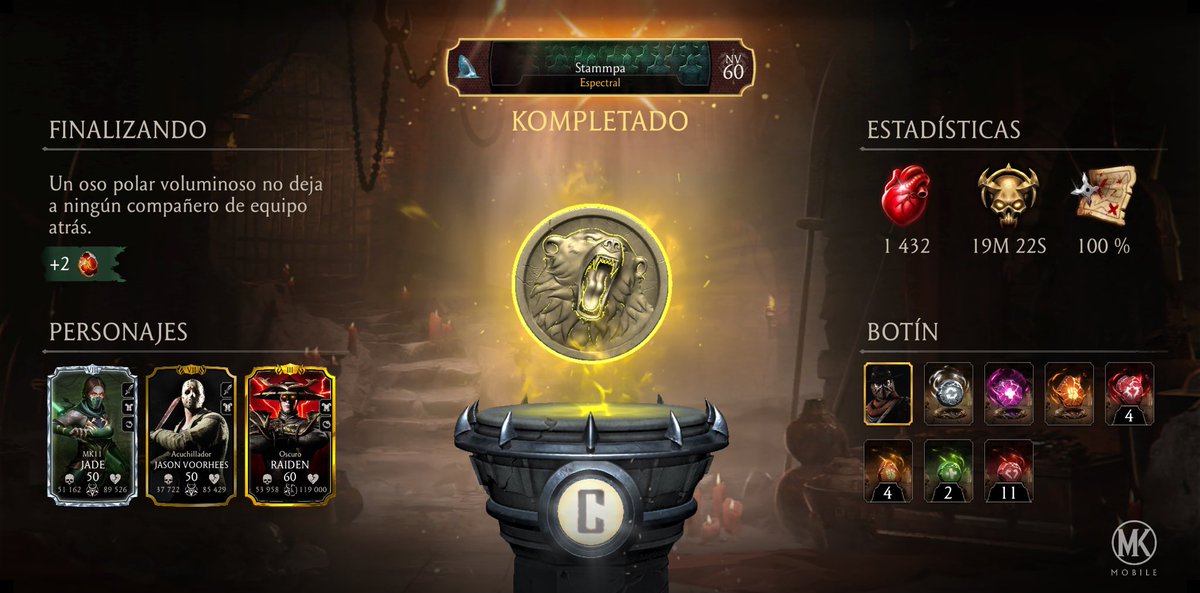 _Stammpa's tweet photo. ¡Acabo de completar un recorrido de la Kripta en Mortal Kombat Móvil! Mira mis estadísticas. https://t.co/eRYPcMslL3