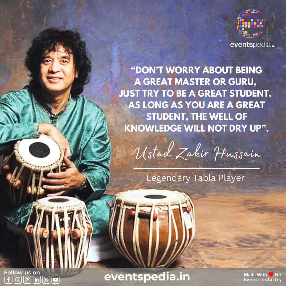 Eventspedia_Ind's tweet photo. Rest in Peace, Ustad Zakir Hussain

A maestro of rhythm, a legend of the tabla, and a beacon of humility. Your music will echo through eternity, inspiring generations to come.

#ZakirHussain #RestInPeace #EventspediaIndia #Listing #Directory https://t.co/wtF8D9tLAt