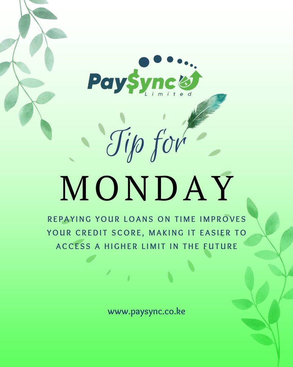 PaysyncKE's tweet photo. Monday is here! Let’s kick off the week with purpose and positivity. #mondaymotivation #paysync https://t.co/4KgM6ZtVTc