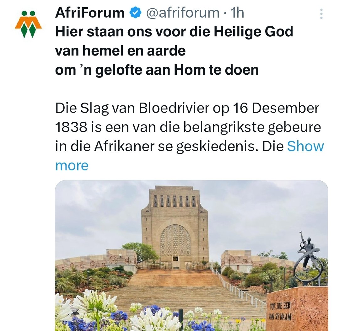 Desmond  Bailes (@desbailes) on Twitter photo Today, reconciliation day, racist Afrikaner nationalists thank their God for the slaughter of 3500 Zulu men. They later believed that apartheid was based on the word of their God.
Afrikaner nationalism is just disgusting. <a href="/afriforum/">AfriForum</a> Today, reconciliation day, racist Afrikaner nationalists thank their God for the slaughter of 3500 Zulu men. They later believed that apartheid was based on the word of their God.
Afrikaner nationalism is just disgusting. <a href="/afriforum/">AfriForum</a>
