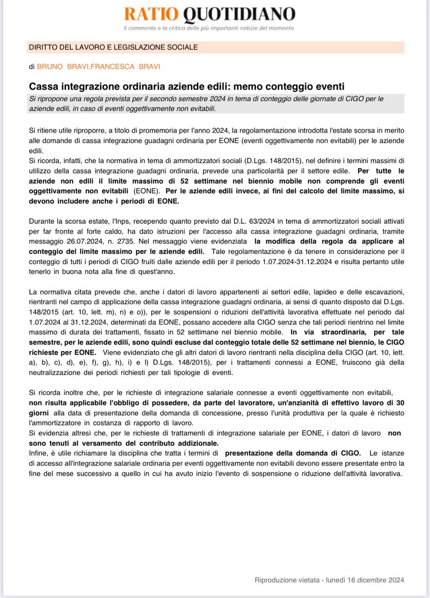 Sulla #cassaintegrazioneguadagni aziende #edili per #RATIOquotidiano
#articoli di #aggiornamento #CIG
