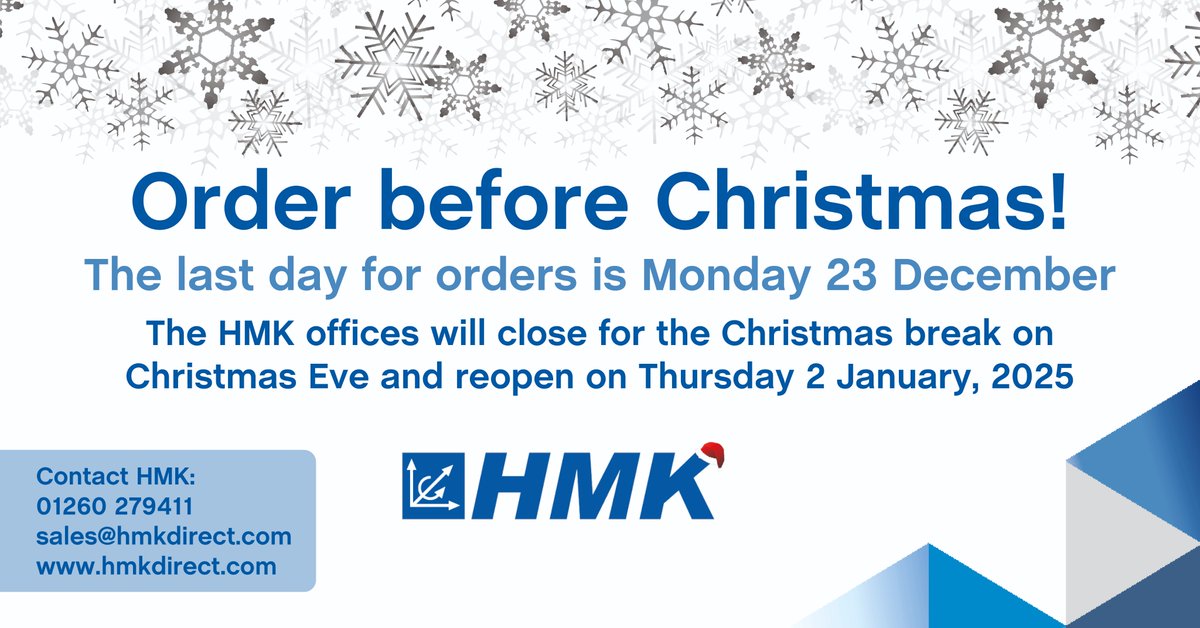 Reminder...the last day for ordering before Christmas is next Monday, December 23.

📧📞 Get in touch: hmkdirect.com/contact/
