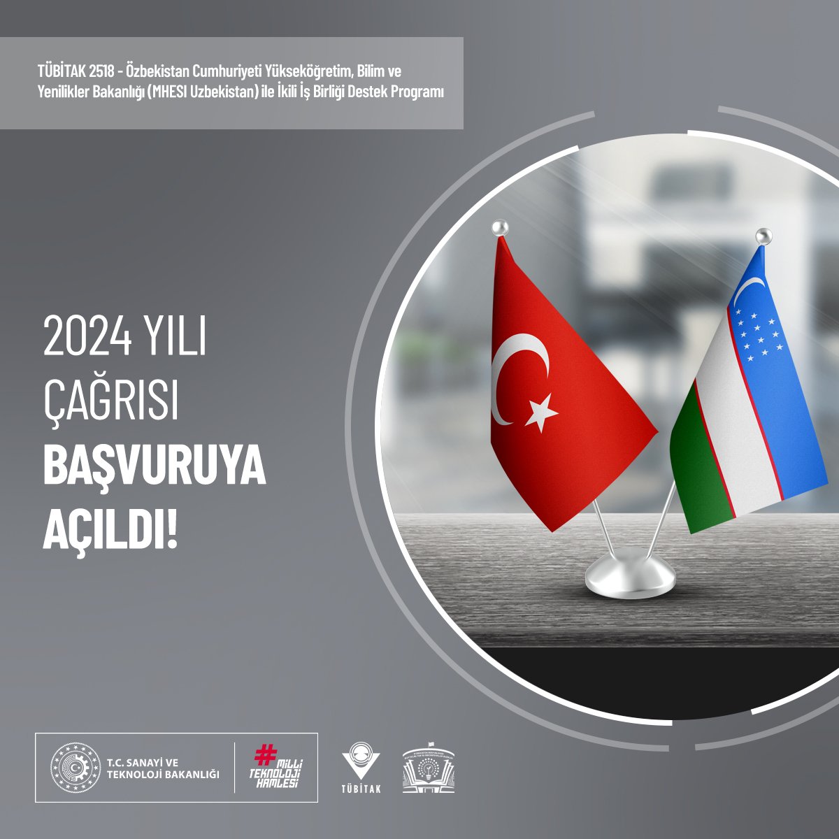 🇹🇷🤝🇺🇿2518 TÜBİTAK – Özbekistan Cumhuriyeti Yükseköğretim, Bilim ve Yenilikler Bakanlığı (MHESI Uzbekistan) İkili İş Birliği Çağrısı başvuruya açıldı!

Çağrı kapsamında başvuru yapılabilecek alanlar aşağıda yer almaktadır:

•    Enerji (Yenilenebilir Enerji, Sanayi ve Üretimde