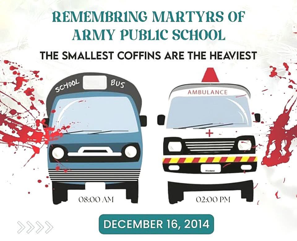 Mingalntd's tweet photo. On December 16, 2014, a horrific terrorist attack occurred at the Army Public School in Peshawar, Pakistan. 149 innocent lives were lost, including 132 children. #APSAttack #NeverForget https://t.co/TZOvkZAbb9