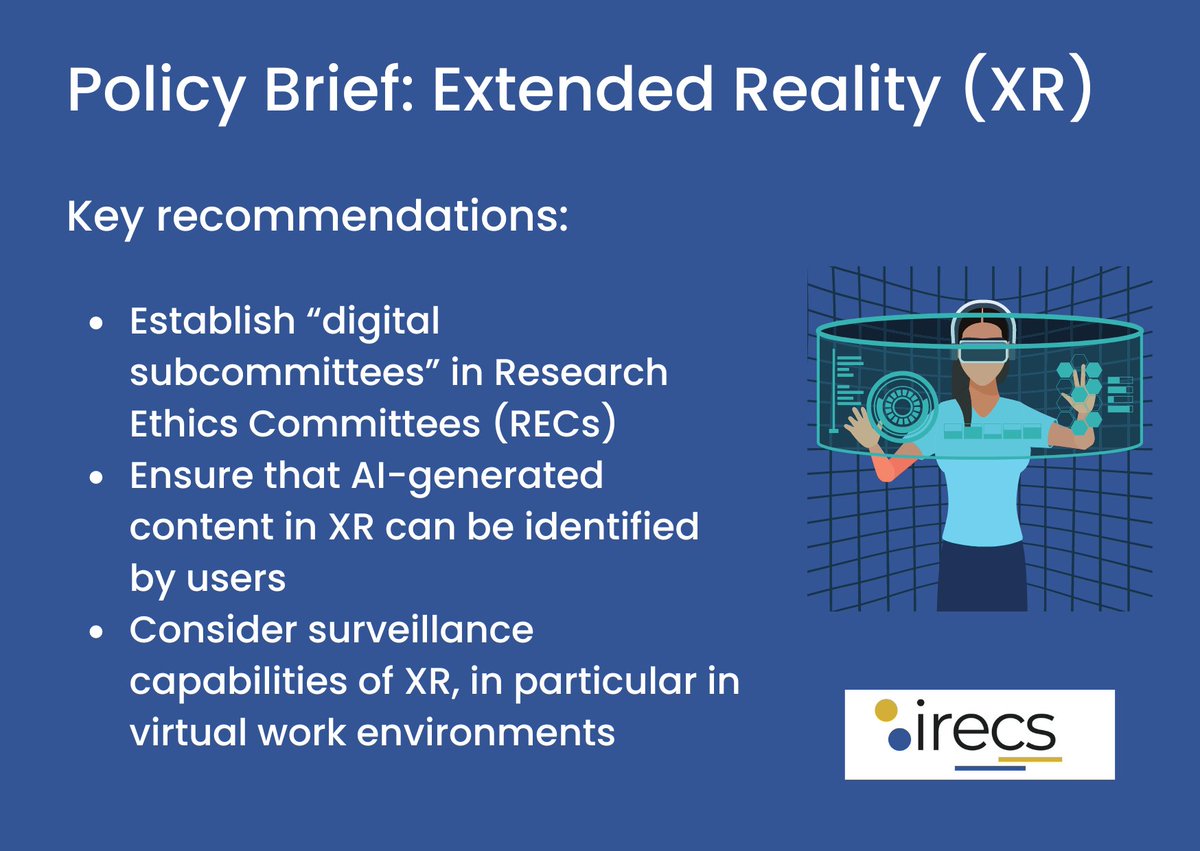 Extended Reality (XR) has the power to revolutionise industries, but it also comes with significant ethical challenges. This policy brief explores 3 key issues and offers recommendations to ensure responsible XR development
irp.cdn-website.com/5f961f00/files…

#XR #Metaverse #Ethics #Policy