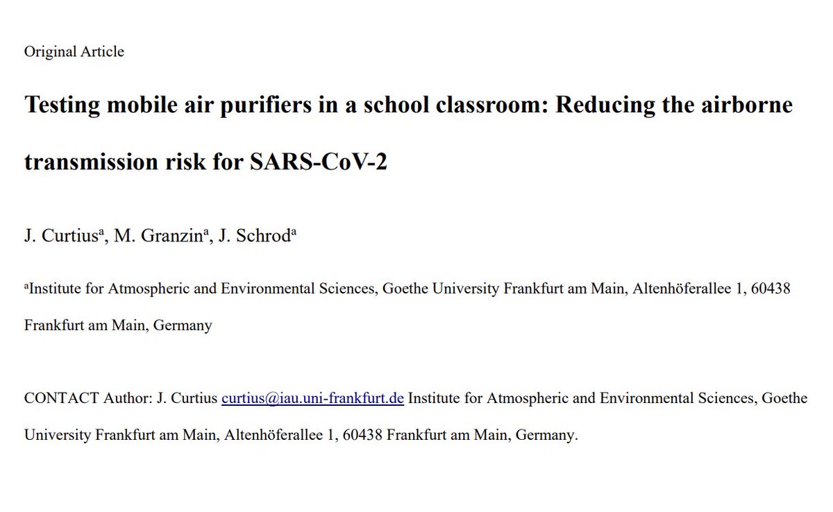 Testing mobile air purifiers in a school classroom: Reducing the airborne transmission risk for #SARS-CoV-2

Staying for two hours in a closed room with a highly infective person, we estimate that the inhaled dose is reduced by a factor of six.

airspothealth.myshopify.com/a/blog/testing…