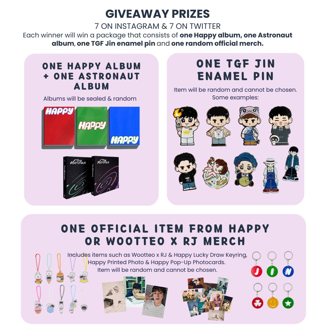that_goodfeelin's tweet photo. ✨TGF JIN HAPPY GIVEAWAY✨

Happy December everyone! Merry Christmas & Happy New year! 
Super fortunate to have went for Jin’s Happy showcase and as a thank you, I have prepared a giveaway for 14 winners!

🎁 Prizes:
• Each winner will win a package that consists of one Happy album, one Astronaut album, one TGF Jin enamel pin and one random official merch
• There will be 7 Winners on each social platform – (7 from IG & 7 from Twitter)
• Enter on IG too for more chances!
https://t.co/CtiIhmdOiS