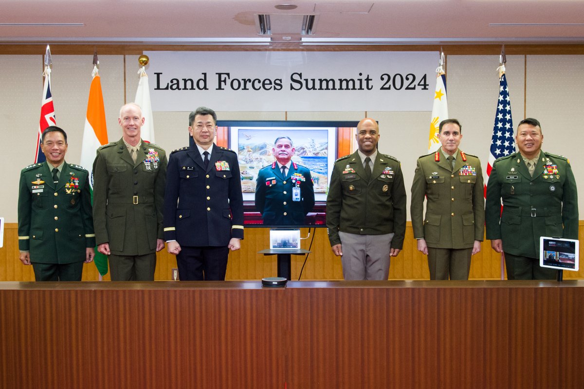 JGSDF_pr's tweet photo. 🇯🇵🇺🇸🇦🇺🇵🇭🇮🇳GEN Morishita, CS, #JGSDF hosted LFS(Land Forces Summit) on 14 Dec following ＃YS87 with top leaders from not only USARPAC /  MARFORPAC and Australian Army those participated in YS CPX, but also Philippine Army/ Philippine Marine Corps and Indian Army. https://t.co/Uep5N7A696