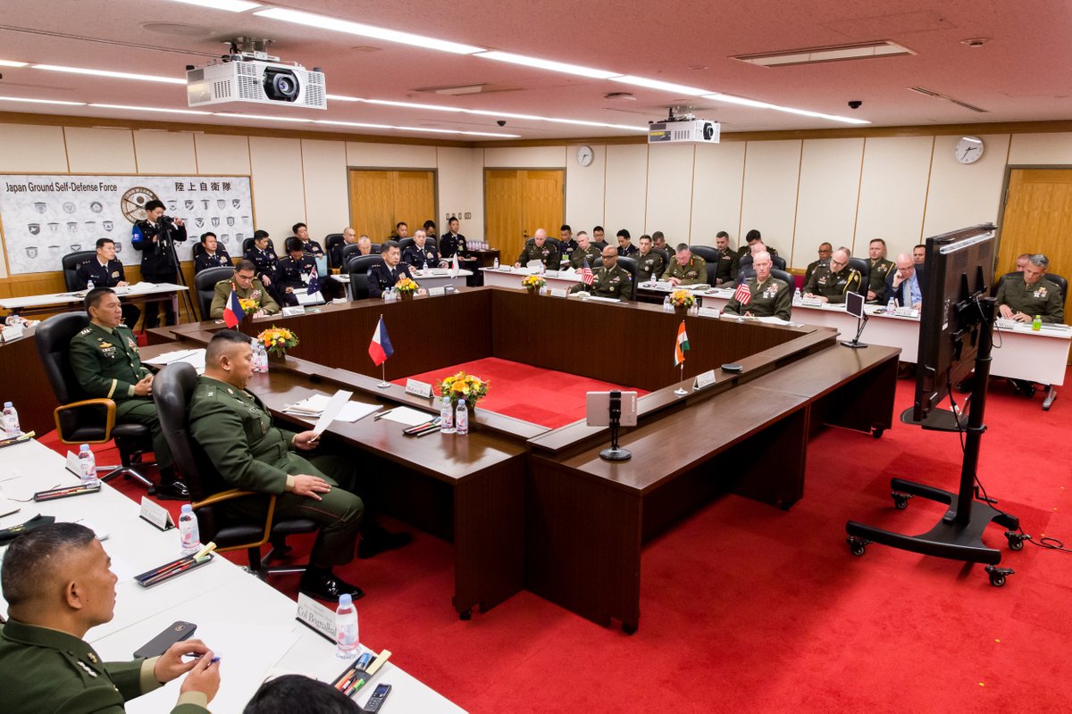 JGSDF_pr's tweet photo. 🇯🇵🇺🇸🇦🇺🇵🇭🇮🇳GEN Morishita, CS, #JGSDF hosted LFS(Land Forces Summit) on 14 Dec following ＃YS87 with top leaders from not only USARPAC /  MARFORPAC and Australian Army those participated in YS CPX, but also Philippine Army/ Philippine Marine Corps and Indian Army. https://t.co/Uep5N7A696