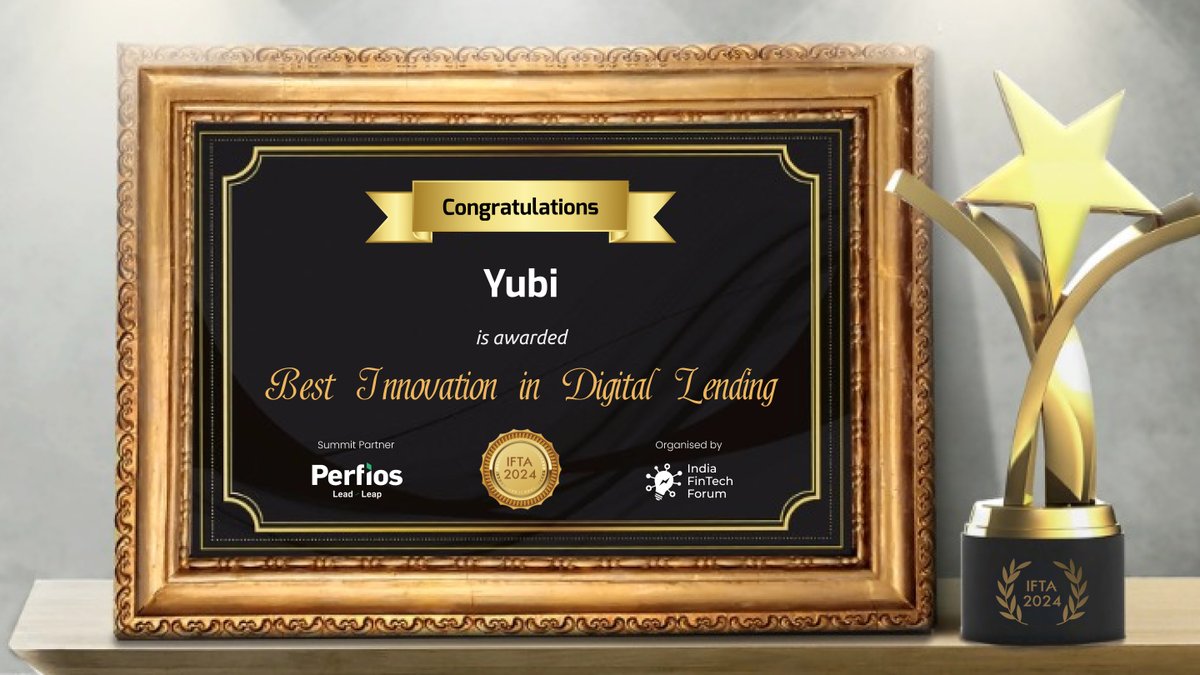 Congratulations to <a href="/Yubi_fin/">Yubi</a> on winning the prestigious IFTA 2024 Award for the Best Innovation in Digital Lending.

We wish you the best for your future endeavours and hope to see you make phenomenal growth in your business.

<a href="/gaurav_irma/">Gaurav</a> <a href="/PlayPawsitivity/">Sayanee Chatterjee</a>