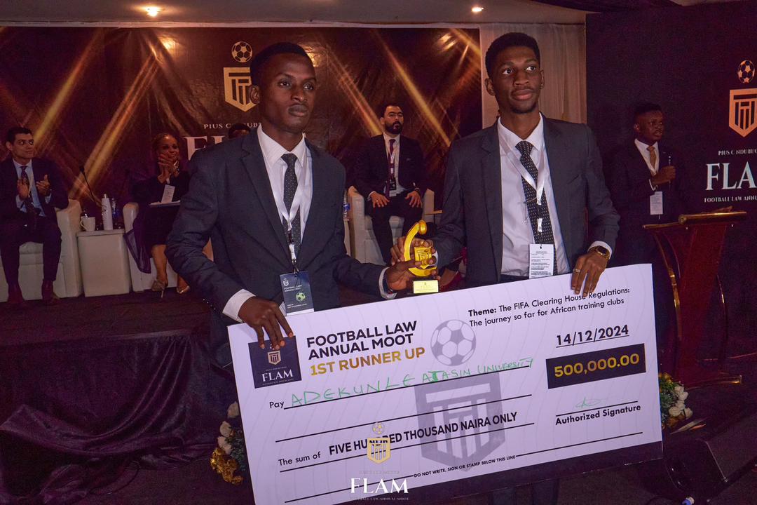 GFPCAAUA's tweet photo. The Chamber is greatly delighted to applaud two of its members, AJIBOLA OLUWADAMILOLA and OGUNNOWO OLUWADARASIMI for their success and emerging as the 1st runner-up at the recently concluded Football Law Annual Moot FLAM24' competition✨ 💚

GFPC to the world!! 🥳 https://t.co/Q9BSPiTmzd