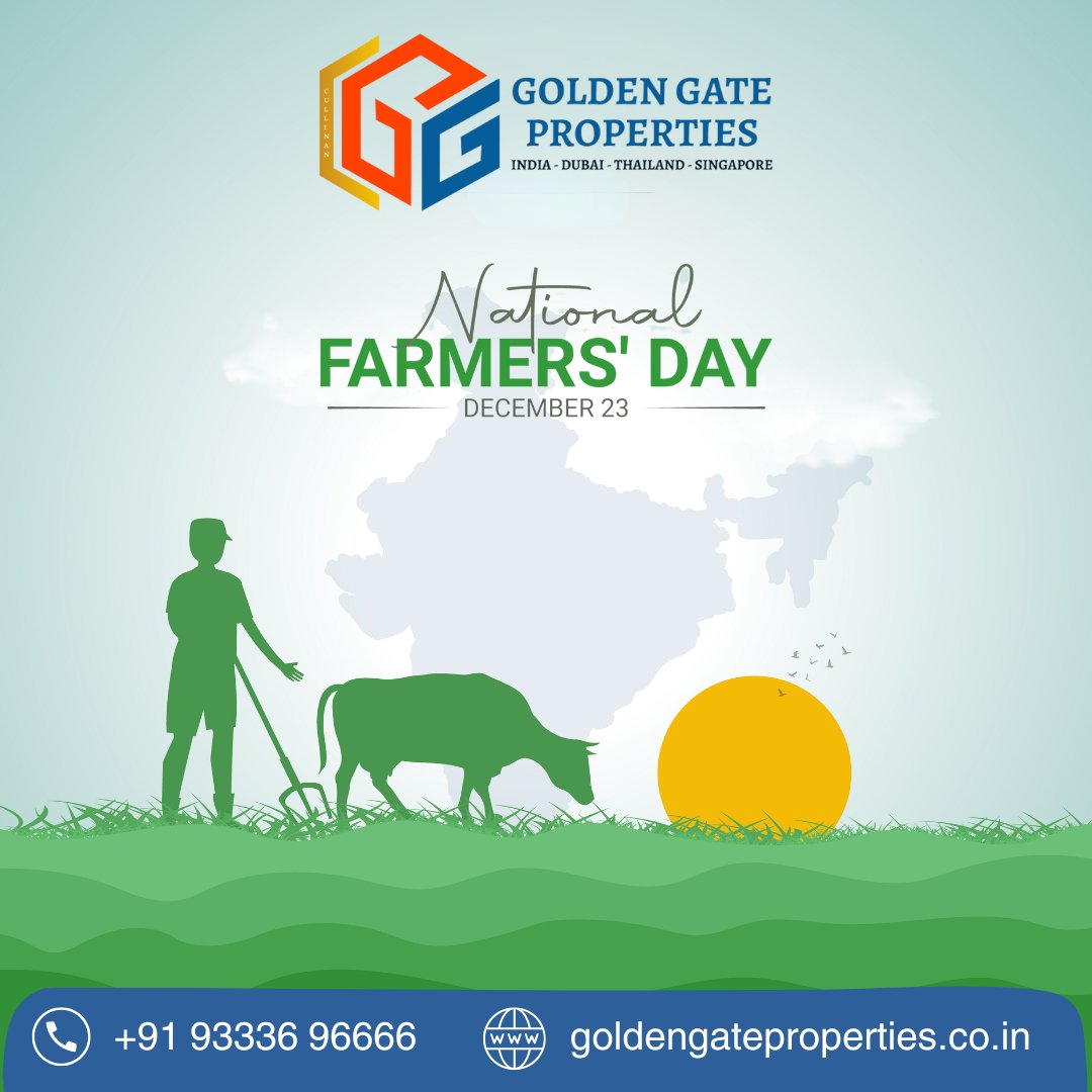 ggphyd's tweet photo. Let’s celebrate the backbone of our nation – the farmers who work tirelessly to feed the country. 🌾 On this National Farmers' Day,🌾👨‍🌾 Jai Kisaan!

#FarmersDay #KisaanDiwas #GoldenGateProperties #ProudOfFarmers  #JaiJawanJaiKisaan #FarmersDay #IndianAgriculture #RespectToFarmers https://t.co/9jnDQwm4zR