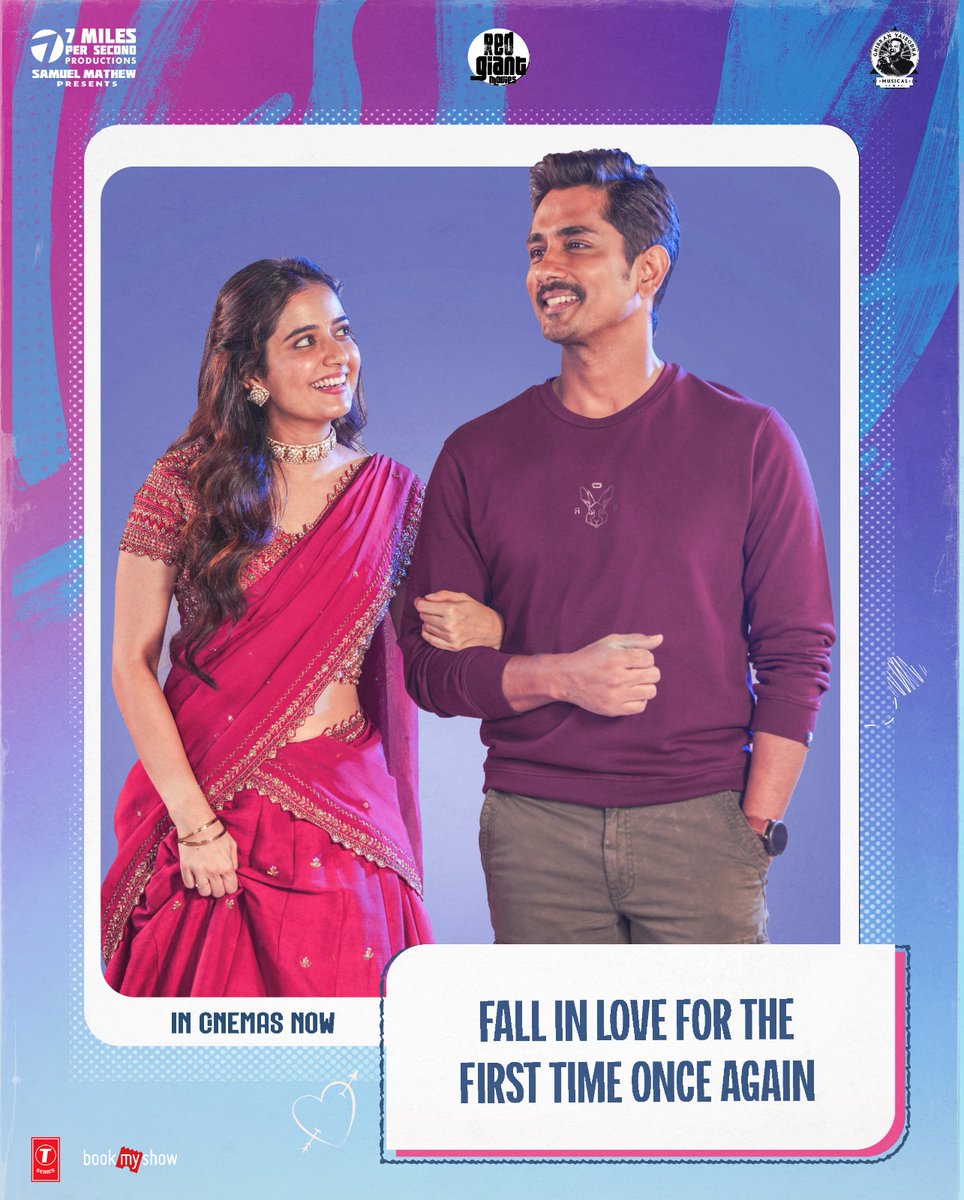 7mpsProductions's tweet photo. Here's your sign to catch #MissYou in theatres! ⭐
Book your tickets now🍿
https://t.co/OENytaOuOH
#MissYouRunningSuccessfully🎉
#Siddharth @RedGiantMovies_ @cvsam @Dir_RajasekarN @AshikaRanganath @GhibranVaibodha @Ayngaran_offl #Maaran https://t.co/Z2UUSxzWYW