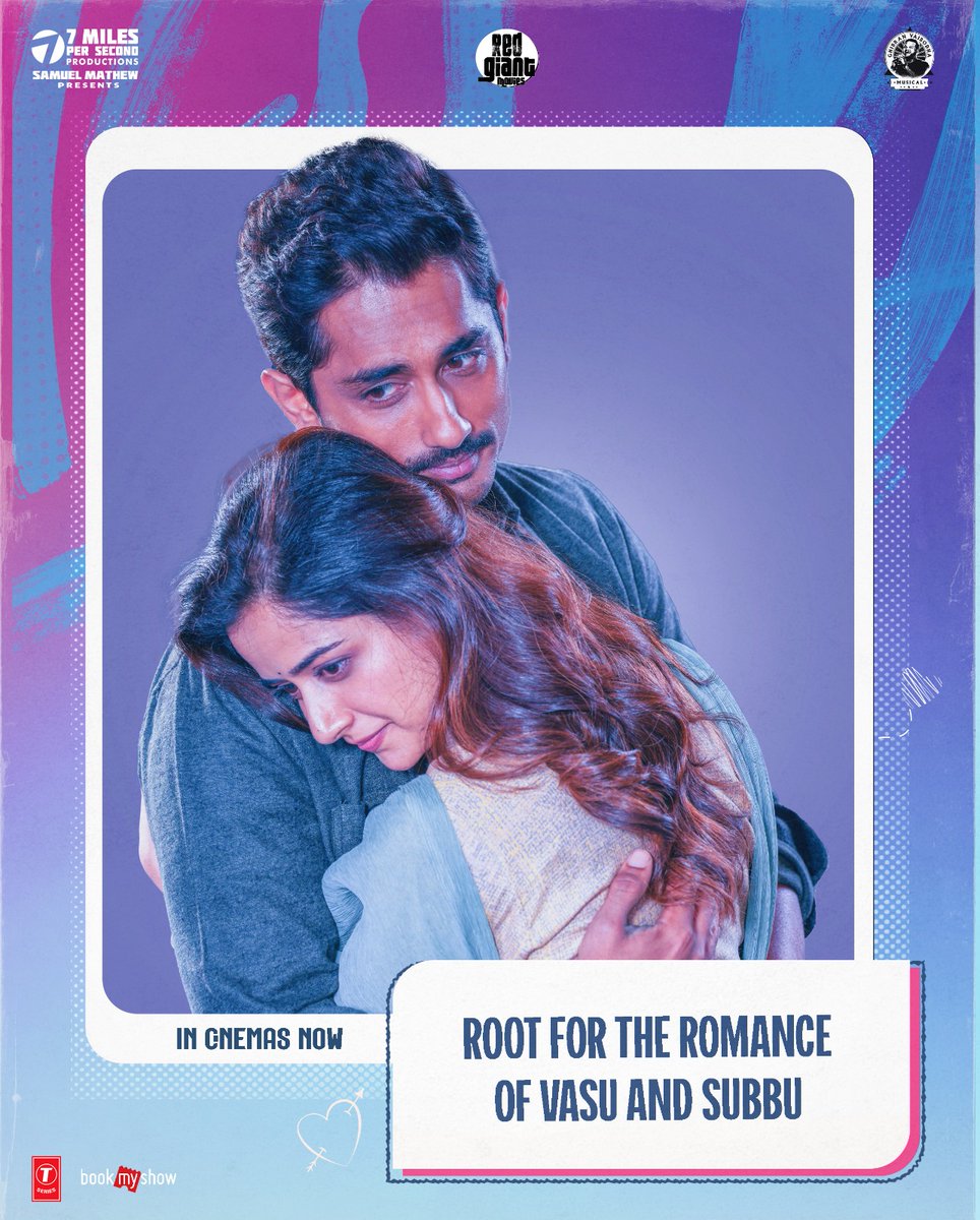 7mpsProductions's tweet photo. Here's your sign to catch #MissYou in theatres! ⭐
Book your tickets now🍿
https://t.co/OENytaOuOH
#MissYouRunningSuccessfully🎉
#Siddharth @RedGiantMovies_ @cvsam @Dir_RajasekarN @AshikaRanganath @GhibranVaibodha @Ayngaran_offl #Maaran https://t.co/Z2UUSxzWYW