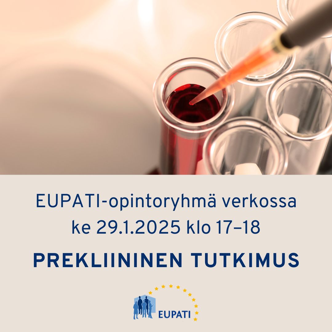 EUPATI Suomen opintoryhmätapaamiset jatkuvat taas ensi vuonna. Lämmin kiitos kaikille syyskauden tapahtumissamme käyneille!💙

Tammikuun opintoryhmän aiheena on jälleen pitkästä aikaa prekliininen tutkimus. Lue lisää tästä: fi.eupati.eu/events/event/o…

#EUPATI #prekliininentutkimus