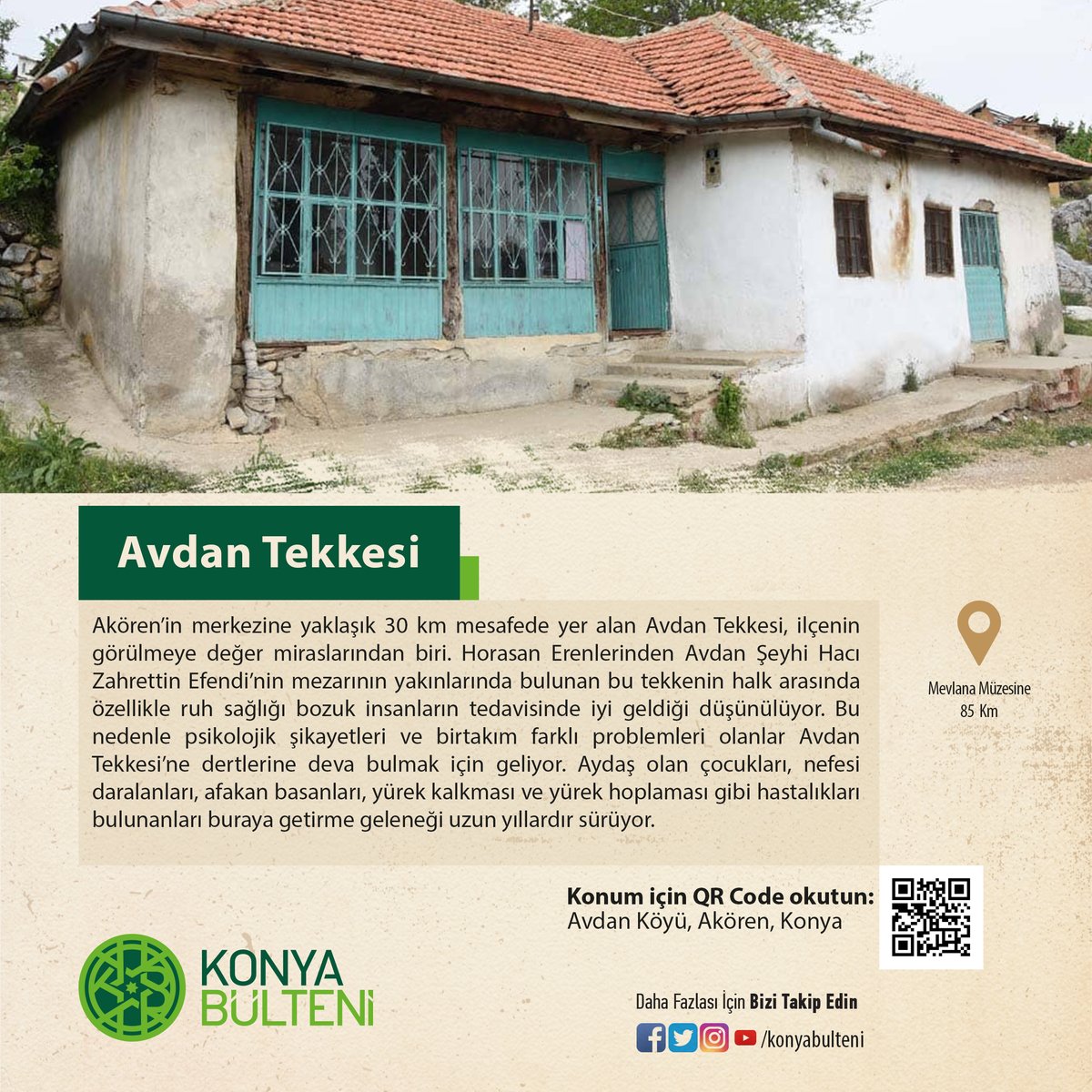 KonyaBulteni's tweet photo. #Konya'nın Kültürel Miraslarını Tanıyoruz: Avdan Tekkesi
#KonyanınKültürelMirası #KonyadanHaberinizOlsun #KonyaiçinözelKonyayaözel #Akören #Avdan #AvdanTekkesi https://t.co/3njCXMj4Y0