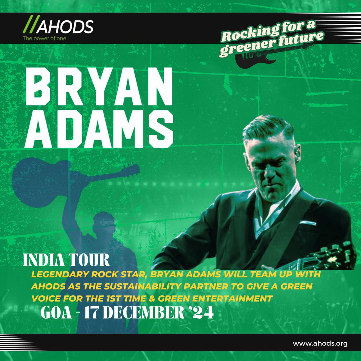 Bold Announcement
"Sustainability is rocking" 🎸🌍
We're thrilled to have the legendary <a href="/bryanadams/">Bryan Adams</a>  join AHODS Technologies as a #ClinateWarrior Together, we're rocking the future in Goa on December 17, 2024.