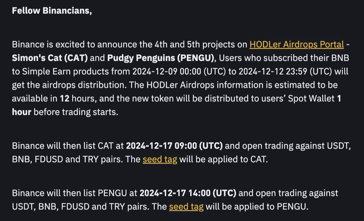 HOLY SHIT!!
$PENGU coming to Binance 

<a href="/brian_armstrong/">Brian Armstrong</a> - prove that your listing process is free and do the same