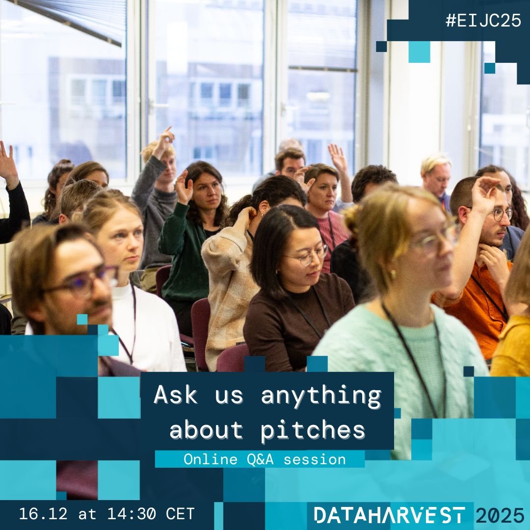 Dataharvest - EIJC (@dataharvesteijc) on Twitter photo Got questions about pitching for
#Dataharvest2025 ?
Join our free ๐ผ๐ป๐น๐ถ๐ป๐ฒ ๐ค&๐ ๐๐ฒ๐๐๐ถ๐ผ๐ป "๐๐๐ธ ๐๐ ๐ฎ๐ป๐๐๐ต๐ถ๐ป๐ด ๐ฎ๐ฏ๐ผ๐๐ ๐ฝ๐ถ๐๐ฐ๐ต๐ถ๐ป๐ด" for tips & answers today at 14:30
๐ Register now to get the session link: tables.journalismarena.eu/form/S2QuMHk...
#EIJC25 Got questions about pitching for
#Dataharvest2025 ?
Join our free ๐ผ๐ป๐น๐ถ๐ป๐ฒ ๐ค&๐ ๐๐ฒ๐๐๐ถ๐ผ๐ป "๐๐๐ธ ๐๐ ๐ฎ๐ป๐๐๐ต๐ถ๐ป๐ด ๐ฎ๐ฏ๐ผ๐๐ ๐ฝ๐ถ๐๐ฐ๐ต๐ถ๐ป๐ด" for tips & answers today at 14:30
๐ Register now to get the session link: tables.journalismarena.eu/form/S2QuMHk...
#EIJC25