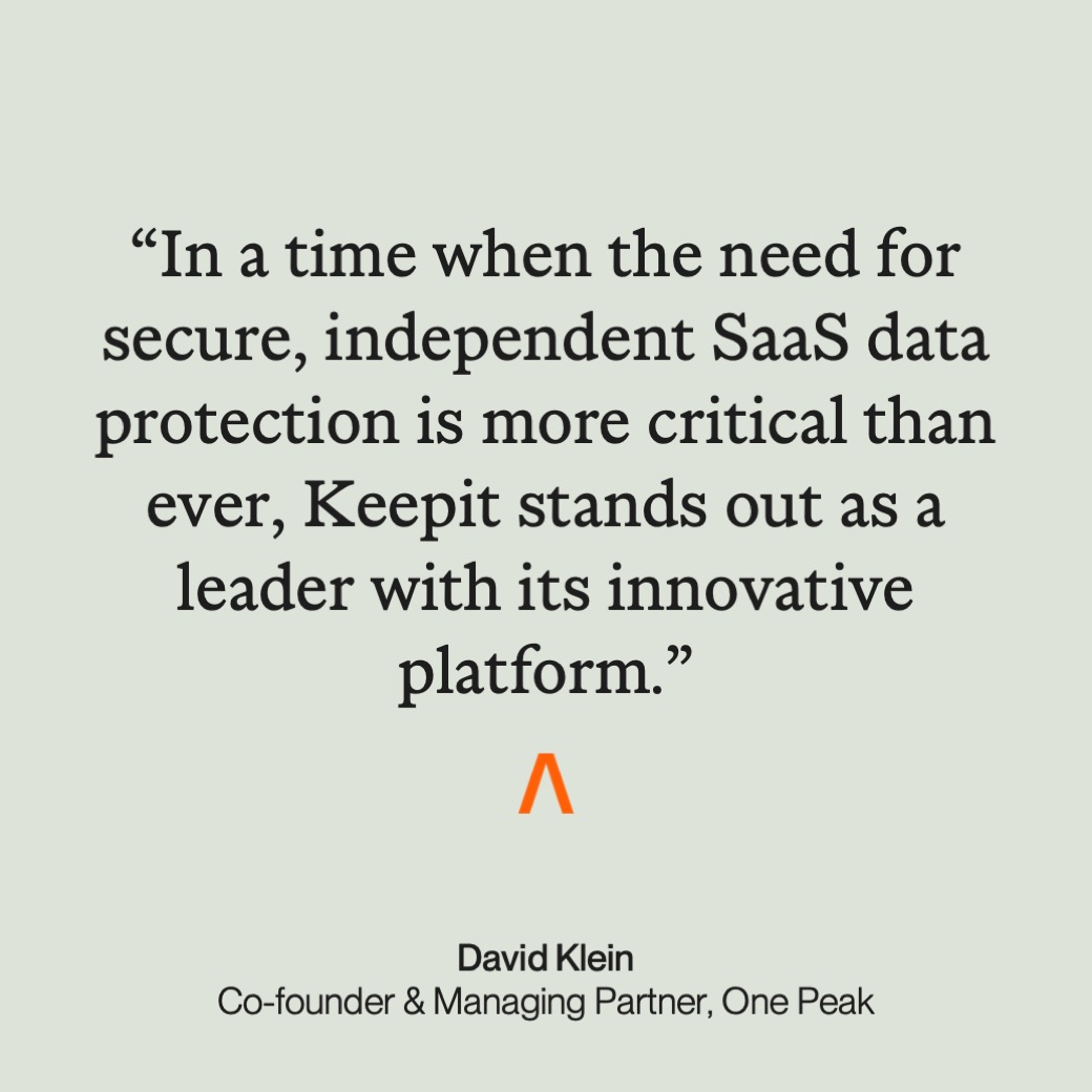One Peak (@onepeakpartners) on Twitter photo Congratulations to SaaS data protection and backup leader <a href="/keepit_com/">Keepit A/S</a> on its $50M funding round!
We’re thrilled to partner with Morten Felsvang, Frederik Schouboe, and the team as they expand their reach and continue innovating the most advanced SaaS data protection solutions Congratulations to SaaS data protection and backup leader <a href="/keepit_com/">Keepit A/S</a> on its $50M funding round!
We’re thrilled to partner with Morten Felsvang, Frederik Schouboe, and the team as they expand their reach and continue innovating the most advanced SaaS data protection solutions
