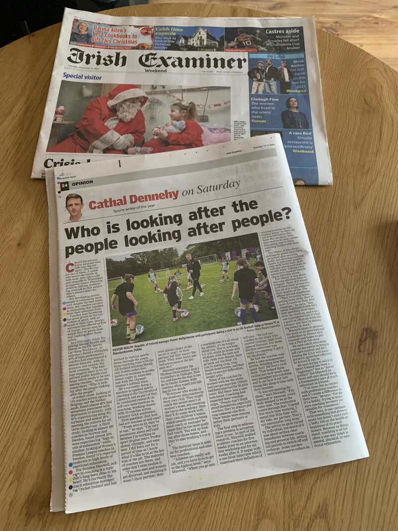 Nice to see <a href="/stephenmax2404/">Stephen Maxwell</a>'s research being highlighted in the <a href="/irishexaminer/">Irish Examiner</a>. Stephen is a <a href="/PessLimerick/">PESS @ UL</a> graduate of the #MScAppliedSportsCoaching in <a href="/UL/">University Of Limerick</a>. Well done👏

#SelfCare #Research #MScAppliedSportsCoachingUL #SportsCoaching #PostgradAtUL #StayCurious #PESSUL #Ireland