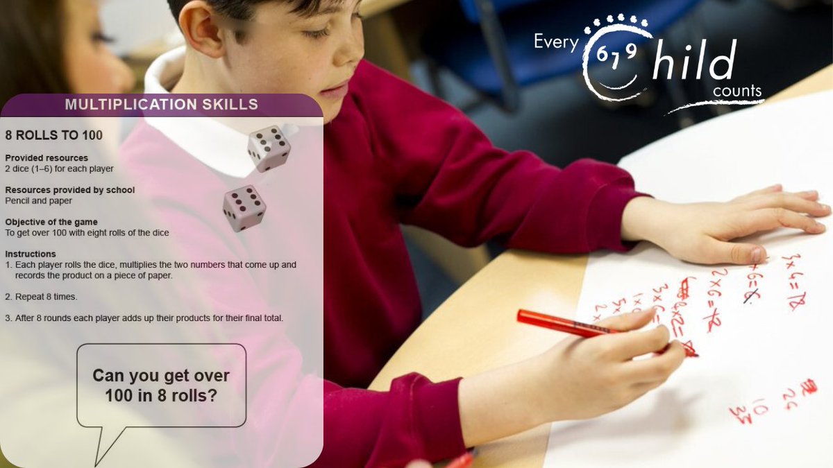 🎲🎲Schools &amp; maths teachers - have you tried 8 rolls to 100? Every session of ECC Success@Arithmetic intervention starts with a skills practice game to engage pupils &amp; consolidate fluency. Discover how your school can take part in January bit.ly/4ggjPy4