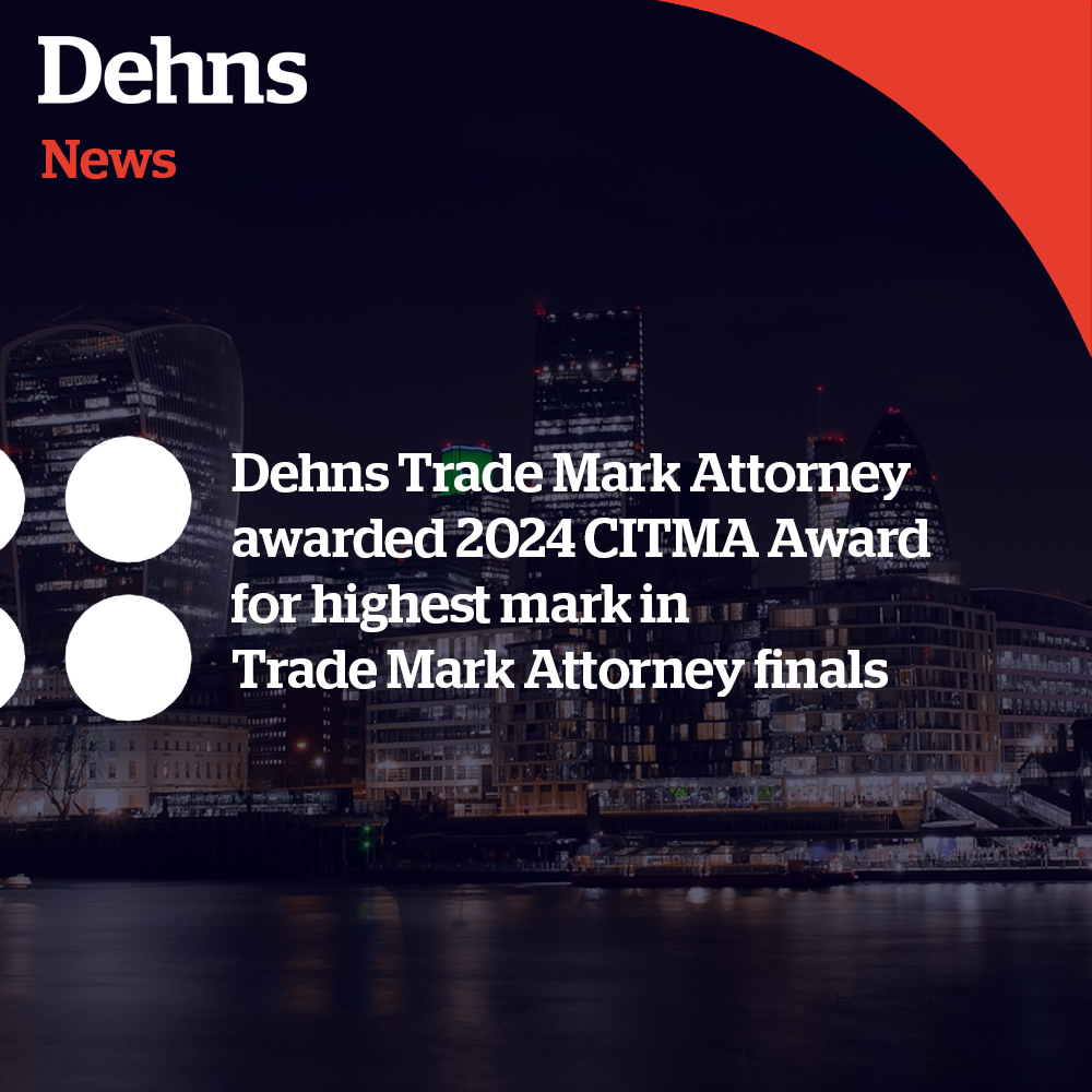 We're delighted to announce that Dehns Trade Mark Attorney, Dan Wheatley, has been awarded the 2024 <a href="/CITMAuk/">Chartered Institute of Trade Mark Attorneys</a> Award for the highest mark achieved on the Professional Certificate in Trade Mark Practice course at Nottingham Law School. Find out more: bit.ly/4geBJBm