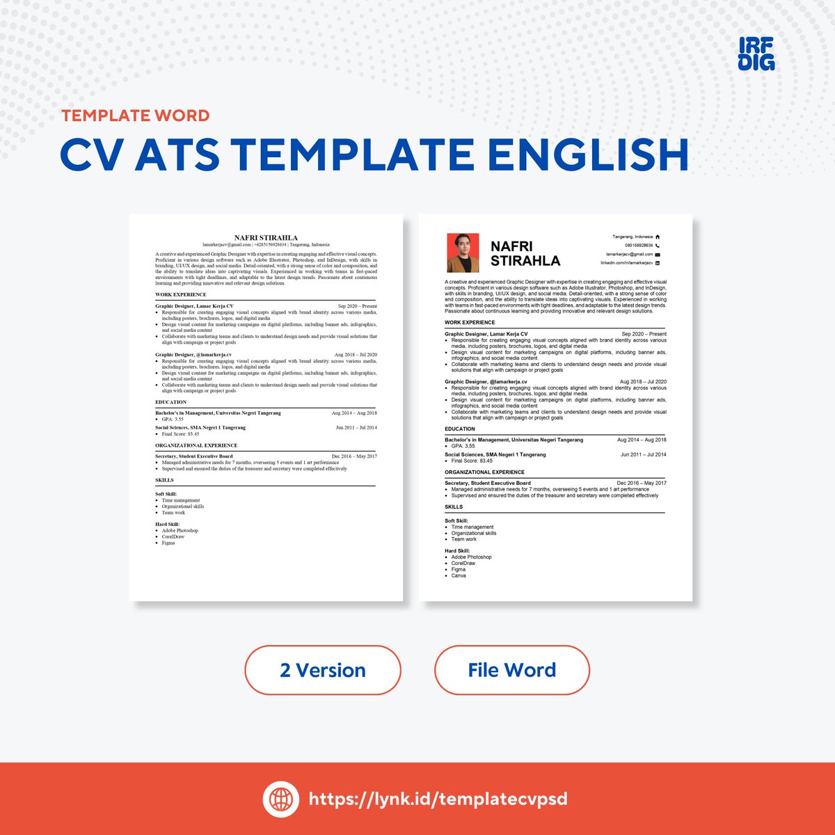 irfdig's tweet photo. Lagi butuh CV ATS Friendly Bahasa Inggris atau Bahasa Indonesia, tapi gak punya templatenya?📝 

Pesan sekarang di :
https://t.co/bPYTlVNlDI

Tinggal ubah data kamu pakai Ms Word tanpa perlu repot atur margin, font, dll.

✅ Mudah diedit & profesional
✅ Lolos screening ATS
✅ Cocok untuk semua industri

🚀 Apply kerjaan jadi lebih mudah!
#TemplateCV #TemplateCVATS #CVATSFriendly #CVATS