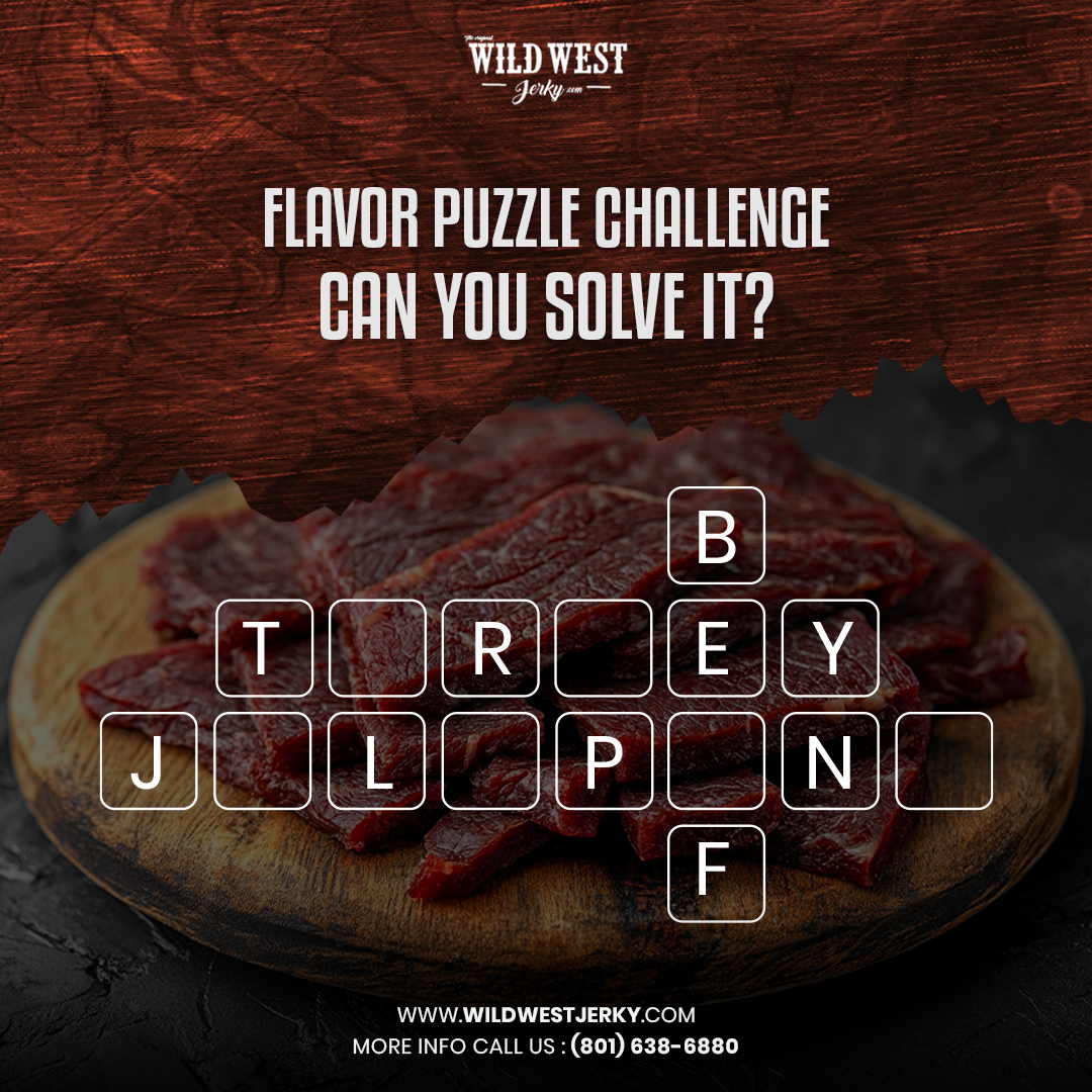 WildWestJerky's tweet image. Ready for a snack-time challenge? 🧩 Try your hand at our jerky crossword! 
Solve the clues while eating mouthwatering beef and turkey jerky.
Can you guess all the flavors?
Fill the words while enjoying jerky: wildwestjerky.com
#JerkyPuzzle #FlavorChallenge #SnackTimeFun
