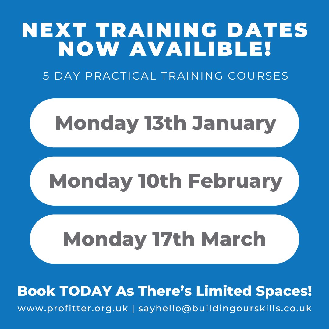 ProfitterUK's tweet photo. 🔵 Next Training Dates Now Available! 🔵

We are delighted to announce the dates for our next three 5-day practical training courses for beginners, newcomers to the industry, or those looking to develop new skills.

For more details visit https://t.co/fn3lF4rbp3 https://t.co/nrrsOEg5wG