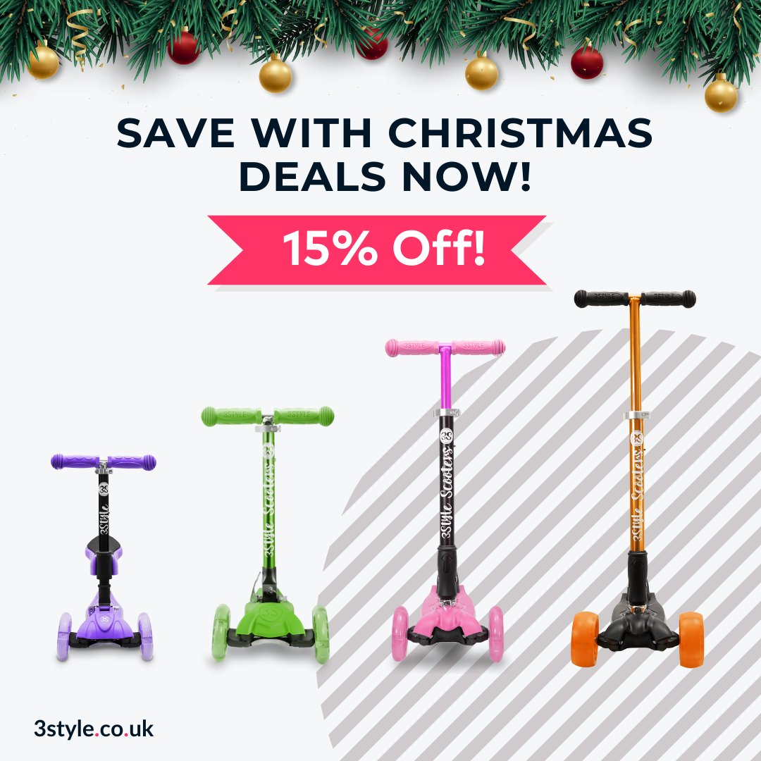 3SAdventures's tweet photo. 🎄Save Big This Christmas with 3Style
Scooters!

Looking for the perfect gift? Use code XMAS24 at checkout for 15% off all scooters!

Offer ends on the 30th of December! ⏳

Shop Now! https://t.co/pQgClyoK7I

#3StyleScooters #Scooters #KidsScooters #KidsToys
#Christmas #Discount https://t.co/fYTfhoLEPL