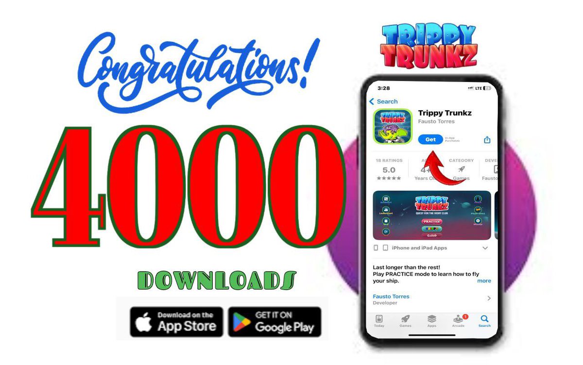 TrippyTrunkz's tweet photo. 4,000+ 𝒅𝒐𝒘𝒏𝒍𝒐𝒂𝒅𝒔 𝒂𝒏𝒅 𝒄𝒐𝒖𝒏𝒕𝒊𝒏𝒈! 🎉
A massive Thank you to our ever-growing herd🐘🐘 for making this possible. Trippy Trunkz is more than a game, it’s a community, a journey , and a source of endless fun and rewards.
Want to know why Trippy Trunkz is the Talk of the Web3 Gaming World?
➠ Every week, the top 10 players on the leaderboard share $250, rewarding skill and dedication.
➠ We also hold a Trunkz raffle for $250, where a 5 random winners is chosen to win $50 each .
Join the fun, test your skills, and see why Trippy Trunkz is leading the charge in Web3 gaming.
👉 Start playing today and get in on the action: https://t.co/Cdd6MToXyd
