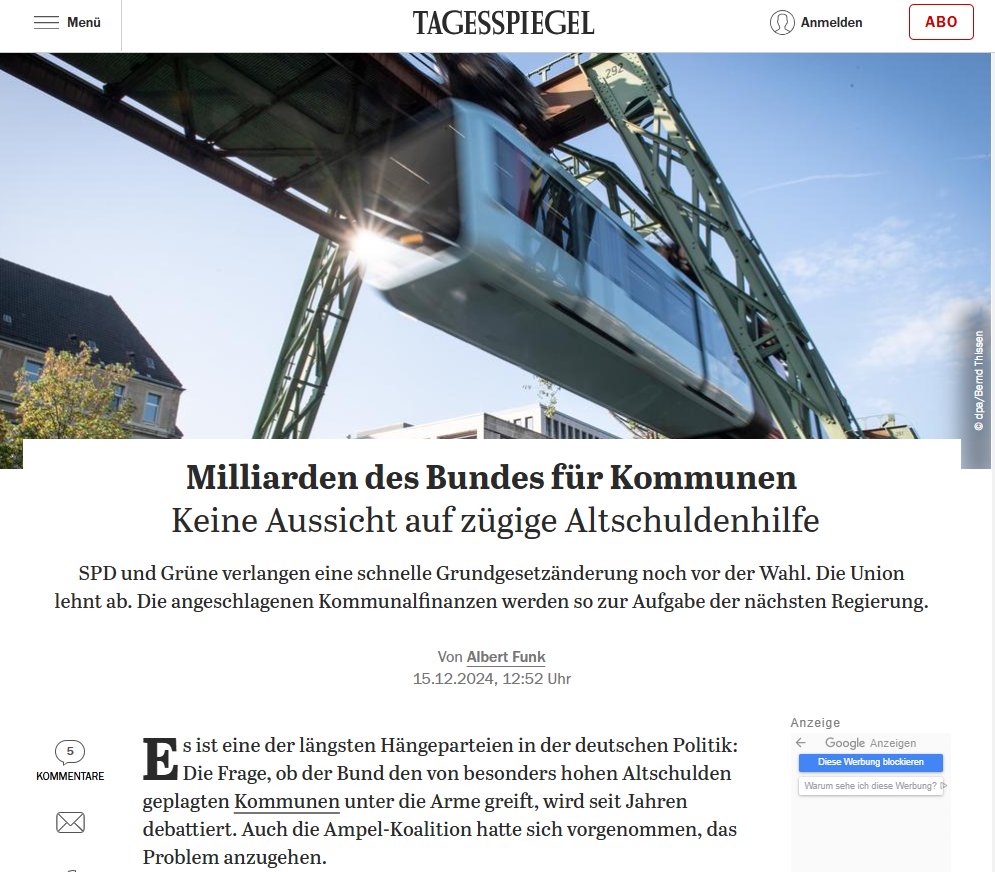 Das Phantom ist zurück.... Seit Jahren versprochen, ohne wirkliche Chance auf Umsetzung. Angesichts der aktuellen Defizite aber auch nur eine Scheinlösung. #kommunen #Kassenkredite
tagesspiegel.de/politik/millia…