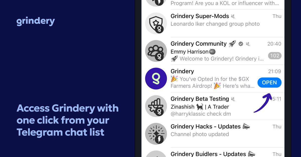 Now you can easily access your Grindery wallet with one click from your Telegram chat list✨

t.me/GrinderyAIBot